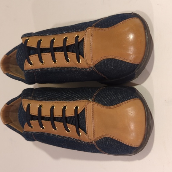 Stuart Weitzman Denim Leather Slip-on Oxford Sneaker Size 8.5 - Picture 3 of 10